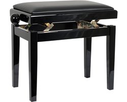 Innox PB 40BK pianobank gloss zwart, zwart leer
