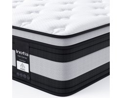 Inofia NidFrais matras 140 x 200 cm, dikte 28 cm H3/H4, 7 ergonomische zones, Oeko-Tex gecertificeerd, pocketveringmatras van biologisch katoen, 100 nachten getest.