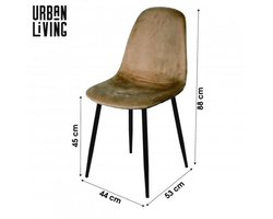 "INOUI" SET VAN 4 STOELEN IN CAMELKLEURIG VELVET MET ZWARTE METALEN POTEN
