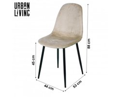 "INOUI" SET VAN 4 STOELEN IN ZANDKLEURIG VELVET MET ZWARTE METALEN POTEN