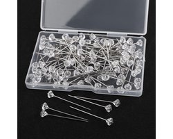 Inovra - 100 stuks Diamanten Kristallen Hoofdpinnen 3.5 cm - Geschikt voor Bruiloft Corsage Boeket Feestdecoratie . - Decoratieve tak