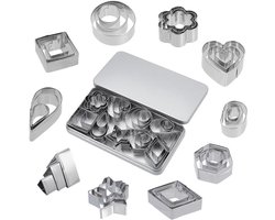 Inovra - 30 stuks Leer Stansvormen Set - 10 Stijlen - Voor Doe-het-zelvers - Hart Ster Bloemen - RVS - Holle Snijder - Gereedschapsetter - 3 Maten