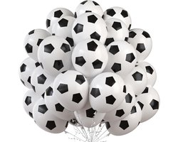 Inovra - 35 stuks zwart-witte voetbalballonnen voor jongens - Voetbal verjaardagsfeest decoratie met sport thema. . - Loopladder