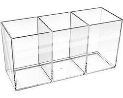 Inovra - Acryl Organizer voor Cosmetica en Kantoorbenodigdheden - Make-up Opberger met 3 Vakken - 18 x 6,8 x 9 cm