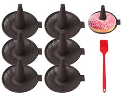 Inovra - Bakken Donut Vorm 6 Stuks Rubber Donut Vorm Bagel Vormen Bakken Borstel Siliconen Donut Muffin Cake Vorm voor Bagels en Donuts