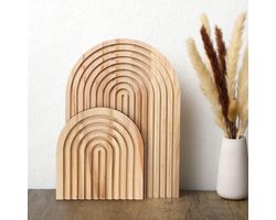 Inovra ® Bohemian Houten Regenboog Bord Set voor Sfeervolle Decoratie in Huis en Keuken