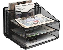 Inovra ® Bureau Organizer voor Documenten en Kantoorartikelen met 3-Lagen Opslag in Zwart