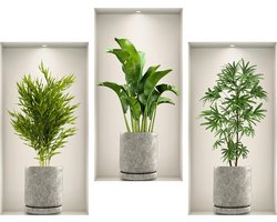 Inovra ® Decoratieve 3D Muurstickers Met Groene Planten Voor Huis En Kantoor