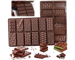 Inovra - Diepe siliconen chocoladevorm met antiaanbaklaag, 12 vormen voor muffins, repen en brownies