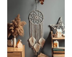 Inovra- Dromenvanger Handgemaakt - Macramé - Wanddecoratie - Boheemse Decoratie - Diameter 25 cm - Lichaamslengte 100 cm