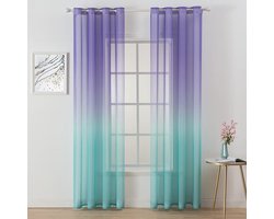 Inovra ® Elegante Transparante Gordijnenset met Kleurverloop en Decoratieve Oogjes voor Woonkamer en Slaapkamer