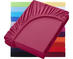 Inovra ® Extra Diepe Hoeslaken voor Boxspring en Waterbed 200 x 220 cm - 100% Katoen, Bordeaux Rood