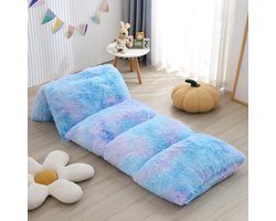 Inovra ® Fleece Vloerkussenhoes in Tie-Dye Stijl voor Kinderen en Tieners, Omkeerbaar en Zacht, 80 x 230 cm, Blauw