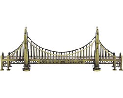 Inovra - Golden Gate Bridge model voor tafeldecoratie met wereldmonumentfiguren. Ideaal als reisaccessoire of decoratieve sculptuur. Verfijnd 3D model van een brug van legering voor in huis.