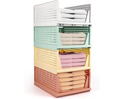 Inovra ® Handige Stapelbare Ladeboxen, Set van 4 voor Kleding en Huishoudelijke Organisatie