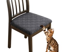 Inovra ® Jacquard Stoffen Stoelhoes Zitting Set van 4 Stretch Hoes voor Eetkamerstoelen Wasbare Beschermhoes Stoelhoezen voor Stoelen