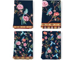 Inovra ® Keukendoeken Katoenen Set van 4 Theedoeken 100% Katoen Retro Bloemen Vogels Keukendoekenset Multifunctioneel Hoge Kwaliteit Keuken Drooghanddoek Rek Handdoeken 50 x 70 cm