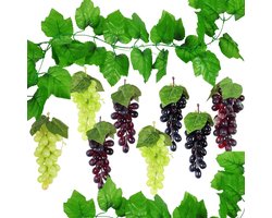 Inovra - Kunst Druiven Decoratieset voor Bruiloftsfeest - 9-Pack Simulatiedruiven en Bladeren - Huisdecoratie en Fotorekwisieten