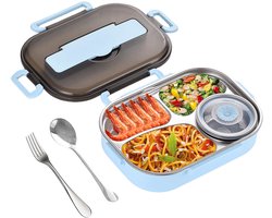 Inovra ® Luxe en Ruime RVS Lunchbox met Vier Compartimenten voor School, Werk en Reizen