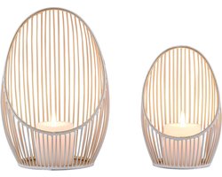 Inovra ® Luxe Set van 2 Boheemse Decoratieve Lantaarns voor Binnen en Buiten in Elegante Witte Gouden Afwerking