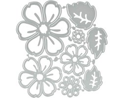 Inovra - Metalen stansvormen bloemen - 8 stuks zilveren snijsjablonen voor scrapbooking en decoratie