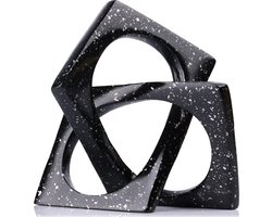 Inovra ® Moderne geometrische kubussculptuur Zwarte knoopbeelddecoratie Boekenkast Tafelsculptuur Tafelsculptuur en beeldjes Zwarte woondecoratie Accentkubus Decoratieve ornamenten