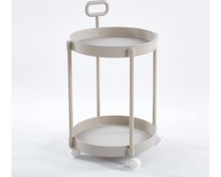 Inovra ® Moderne Ronde Bijzettafel met Wielen en Handgrepen voor Flexibel Gebruik in Huis of Kantoor