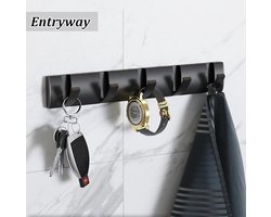 Inovra ® Moderne Zwarte Wandkapstok met 5 Inklapbare Haken voor Verschillende Ruimtes