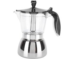 Inovra- Moka Pot 6 Kopjes - Koffiezetapparaat Roestvrij Staal - Inductie/Gasfornuis - Hittebestendige Handgreep - Stijlvol Modern Ontwerp
