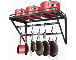 Inovra ® Multifunctioneel Keukenwandrek met 3 Lagen en 12 Verstelbare Haken voor Optimale Opslag