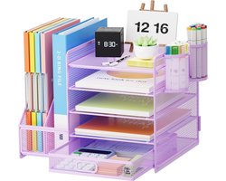 Inovra ® Multifunctionele Bureau Organizer met Documenthouder en Lade in Meerdere Niveaus voor Orde op Kantoor