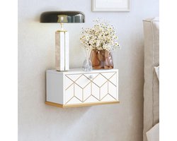 Inovra ® Nachtkastje Hangend Wit Houten Wandplank Zwevende Plank Keukenplank Hangende Plank Muur voor Slaapkamer Kinderkamer Keuken Moderne Decoratie Klein