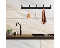 Inovra ® Pakket van 2 roestvrijstalen kapstokhaken, kapstok met 5 haken, 44 cm kapstokhaken, wandhaakrek, wandkapstok, zelfklevend en schroeven, wandhaken voor kamer, badkamer, keuken