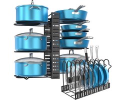 Inovra ® Pannen- en Pottenorganizer met Verstelbare Indelingen en Meerdere Installatieopties voor Keukenopslag