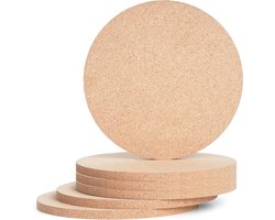 Inovra Plus - 6-pack Ronde Kurken Onderzetters - Hittebestendige Onderleggers voor Potten en Pannen - Absorberend en Groot - Witte Placemats van 20cm Diameter