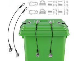 Inovra Plus - Afvalbak Sluitstrip voor Outdoor Prullenbakken - Bestand tegen Dieren - Roestvrijstalen Draden met Rubberen Coating - Voorkomt Rommel - Winter Zwart (2-Pack)