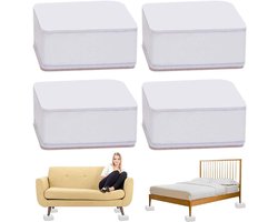 Inovra Plus - Bankverhogers 3 cm - Set van 4 stuks - Meubelverhoging van koolstofstaal - Stoelverhoger - Tafelverhoging - Voor bank, bed en stoel - Zelfklevend - Wit