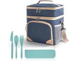 Inovra Plus - Geïsoleerde lunchtas met dubbele deken en opvouwbare waterdichte koeler voor werk en picknick - Unisex design met bento box - Ideaal voor school en reizen