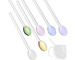 Inovra Plus - Glazen lepels set voor honing en koffie - 6 stuks met lang handvat