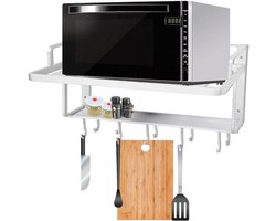Inovra Plus - Magnetronhouder met wandmontage, aluminium, 2 etages, opbergorganizer met 10 haken voor keuken, 55 x 385 x 25 cm. Gemakkelijk en efficiënt opbergen.