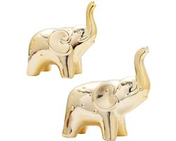 Inovra Plus - Modern olifant standbeeld voor woondecoratie en woonaccessoires - Goudkleurig - Moeder en kind design - Geschikt voor kantoor, desktop, boekenplank en woonkamer