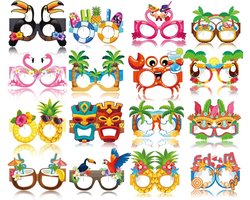 Inovra Plus - Papieren brillen 32 stuks voor strandfeesten - Hawaï zonnebril - tropische papieren bril - zwembad en strand decoratie