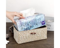 Inovra Plus - Rechthoekige Zeegras Gezichtsweefseldoos voor Keuken en Badkamer met Whitewash Finish