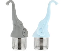 Inovra Plus - Roestvrijstalen Thee-infuser met Siliconen Handvat - Grappig Thee-ei - Geschikt voor Kopje en Theepot - Thee Accessoire - Theezeefje met Handgreep - Set van 2