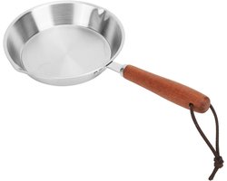 Inovra Plus - RVS Koekenpan met Antiaanbaklaag en Houten Handvat - Eierpan voor Inductie Kookplaat voor Thuis en Restaurant (16CM)