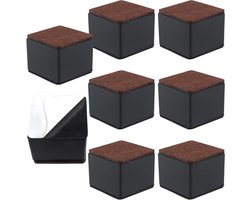 Inovra Plus - Set van 8 Zelfklevende Meubelverhogers voor Stoel, Tafel en Bed - Verhoog Meubels met 5cm - Dia 6cm - Zwart - Vierkant Model