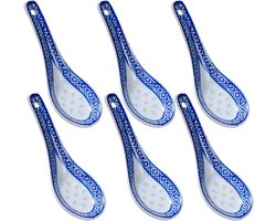 Inovra Plus - Soeplepels Set van 6 stuks voor Aziatische Keuken - Porselein Japans Chinees Keramiek - Ideaal voor Soep, Rijst en Dumplings