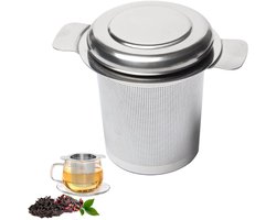 Inovra Plus - Theefilter met Handvatten en Deksel voor Thee - Theezeefje voor Kopje Thee - Theekop-Ei voor Mok - Kop - Theepot - Glas