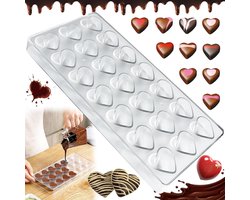 Inovra Plus - Transparante Chocoladevorm 3D Polycarbonaat Hartvormig 21 Gaten - Voor Keuken Bakken Snoep Bruiloft Verjaardagstaart DIY