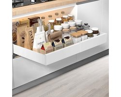 Inovra Plus - Uittrekbare organizer lade van koolstofstaal voor keukenkasten - Telescopische keukenlade met planken - 42 x - Duurzaam en praktisch